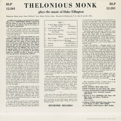Thelonious Monk / セロニアス・モンク / Plays The Music Of Duke Ellington (RLP-201)