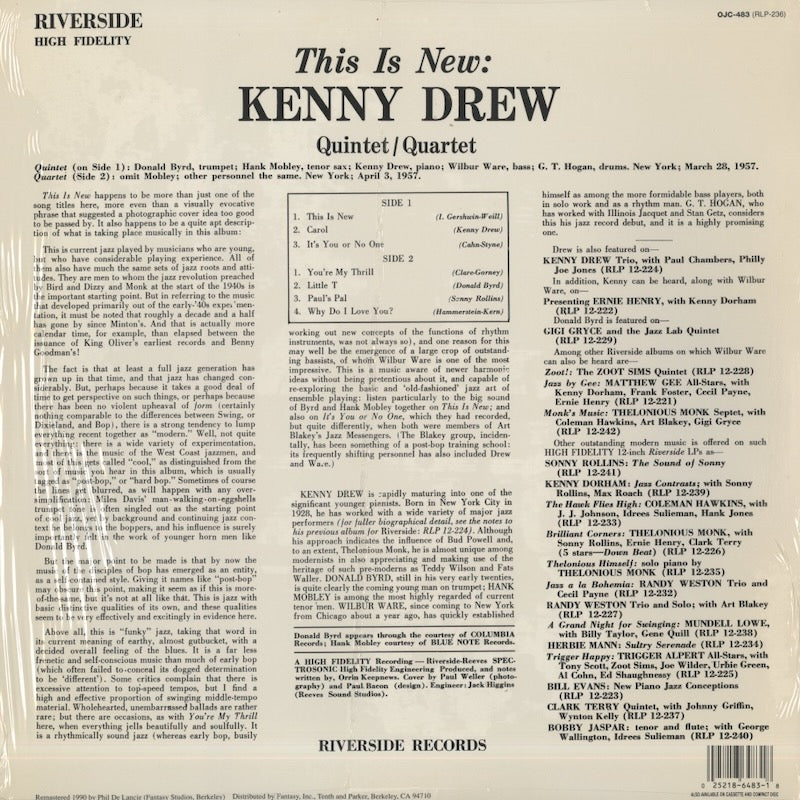 Kenny Drew / ケニー・ドリュー / This Is New (OJC-483)