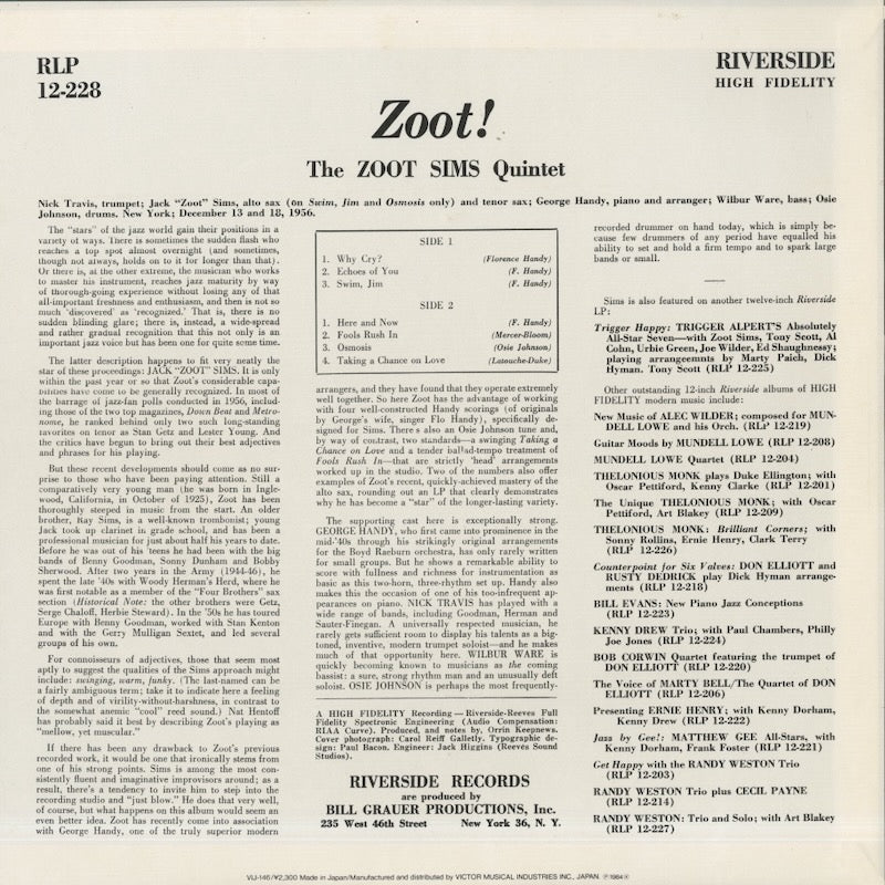 Zoot Sims / ズート・シムズ / Zoot! (VIJ-146)
