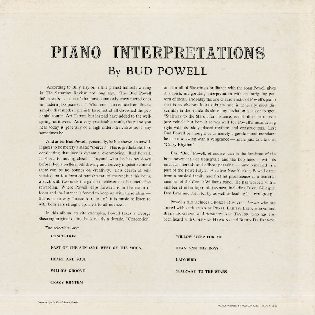 Bud Powell / バド・パウエル / Piano Interpretations (MV 2573)