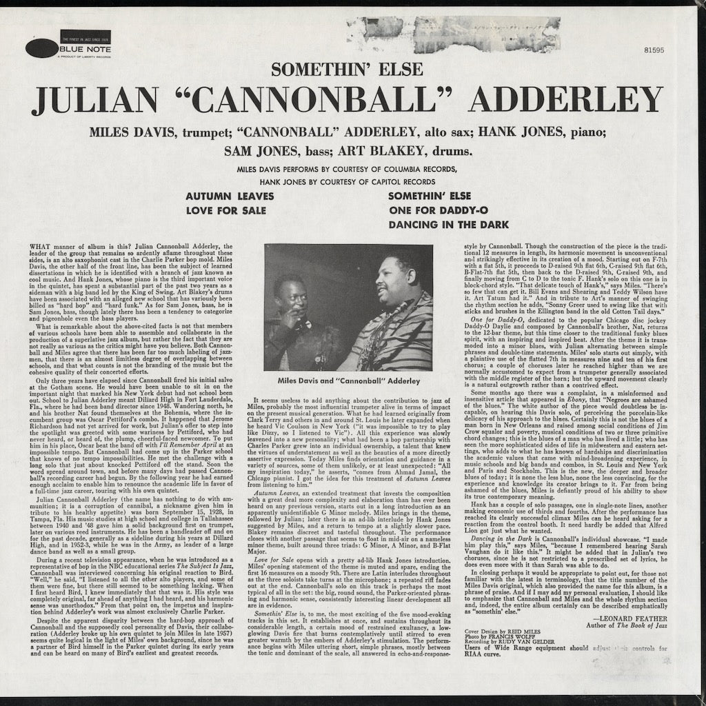 Cannonball Adderley / キャノンボール・アダレイ / Somethin' Else (BST-81595)