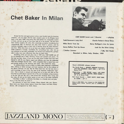 Chet Baker - In Milan (JLP-18) 1966 US Jazzland｜中古LP