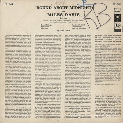 Miles Davis / マイルス・デイヴィス / 'Round About Midnight (CL 949) 1957 US Columbia 6EYE