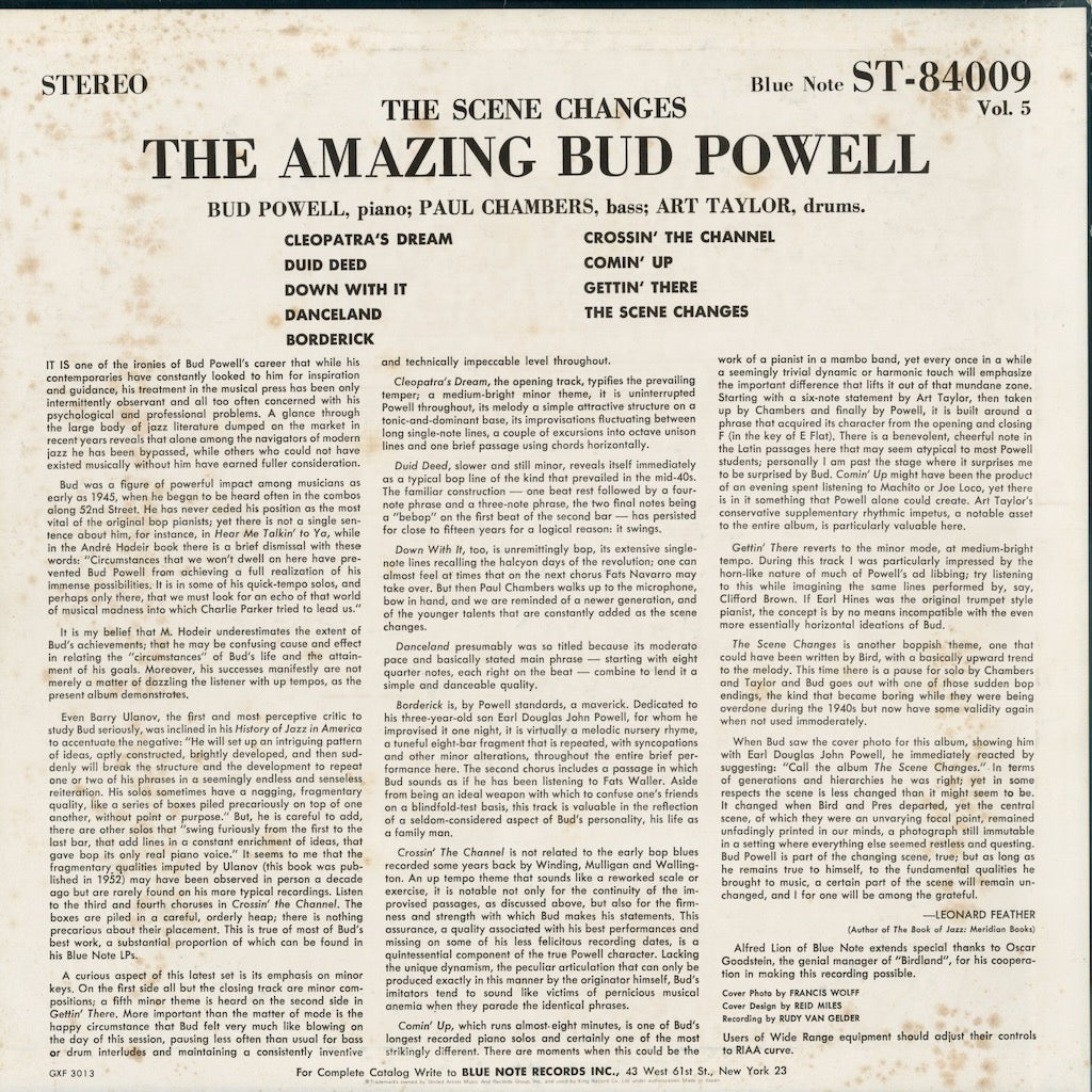 Bud Powell - The Scene Changes - The Amazing Bud Powell Vol.5 (GXF3013) 1977 JPN Blue Note｜中古LP
