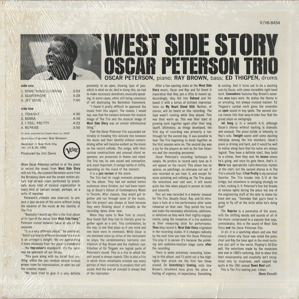 Oscar Peterson Trio - West Side Story (V6-8454) LP 1962 US Verve｜中古LP オスカー・ピーターソン back