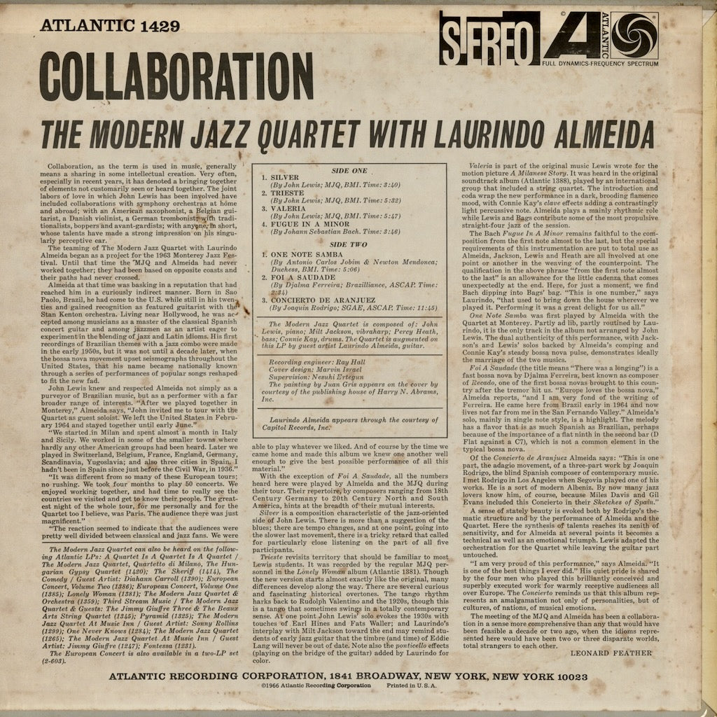 The Modern Jazz Quartet With Laurindo Almeida - Collaboration (SD 1429) LP 1964 US Atlantic｜中古LP