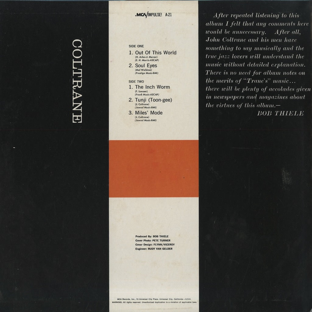 John Coltrane / ジョン・コルトレーン / Coltrane (1962)(A-21) 1980 MCA Pressing