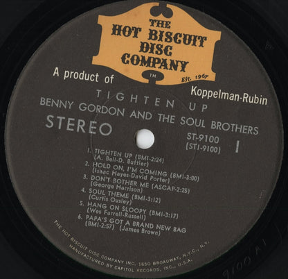 Benny Gordon and The Soul Brothers - Tighten Up (ST 9100) 1968 US Hot Biscuit Disc Company｜中古LP