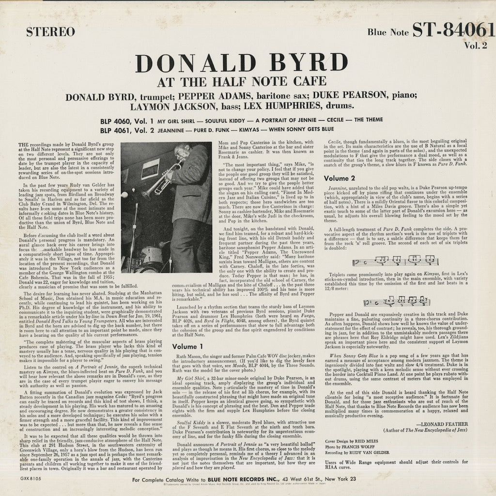 Donald Byrd / ドナルド・バード / At The Half Note Cafe Volume 2 (GXK 8105)