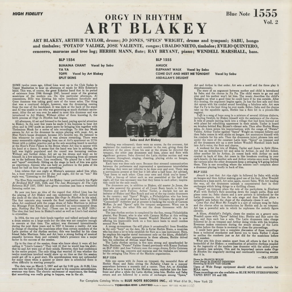 Art Blakey / アート・ブレイキー / Orgy In Rhythm Volume 2 (BLP 1555)