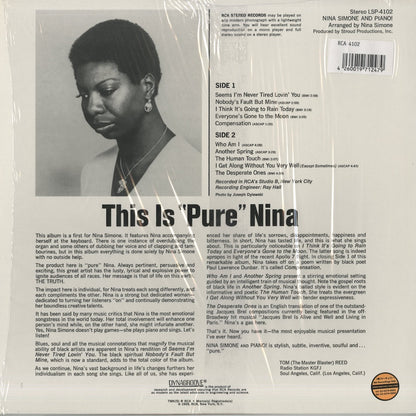 Nina Simone / ニーナ・シモン / Nina Simone And Piano - Audiophile 180g (LSP-4102)