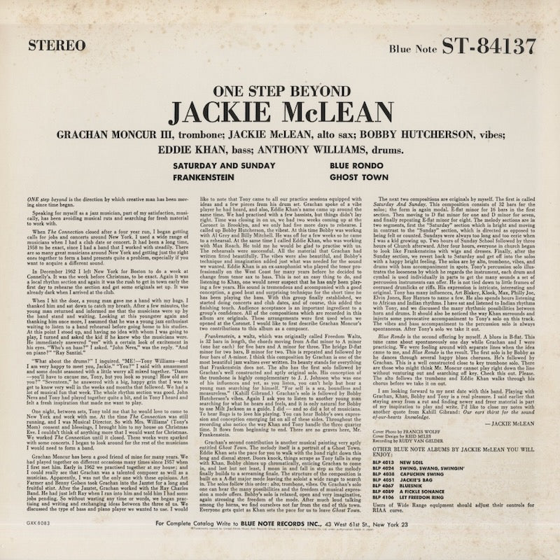 Jackie McLean / ジャッキー・マクリーン / One Step Beyond (GXK 8083)