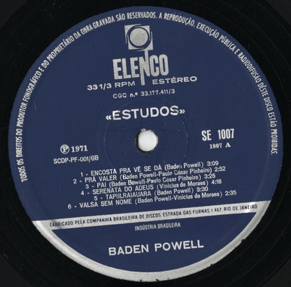Baden Powell - Estudos (SE 1007) LP 1971 BRA Elenco｜中古LP