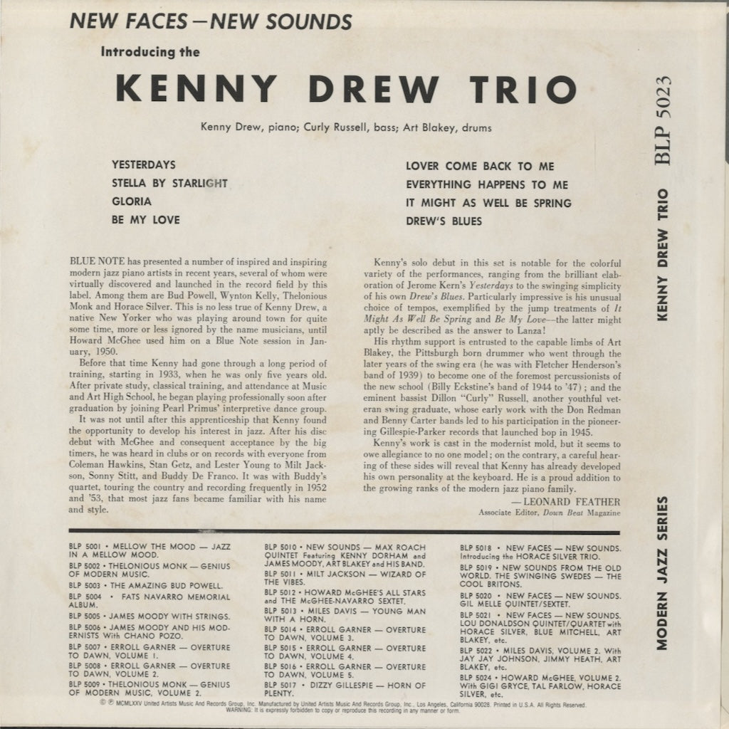 Kenny Drew - The Kenny Drew Trio (BLP 5023) 1975 US Blue Note｜中古10inch