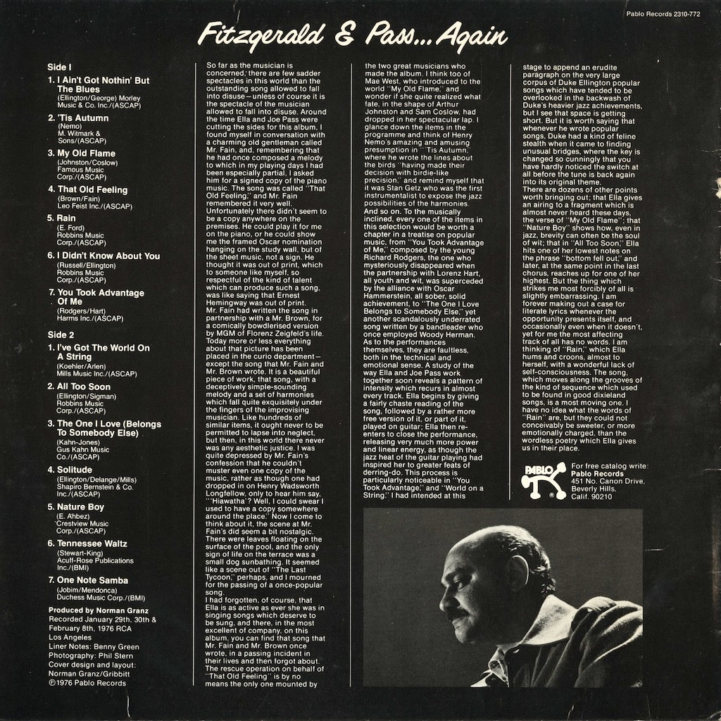 Ella Fitzgerald - Fitzgerald & Pass... Again (2310-772) LP 1976 US Pablo｜中古LP