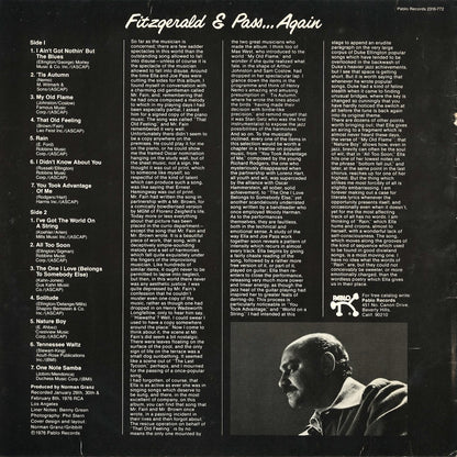 Ella Fitzgerald - Fitzgerald & Pass... Again (2310-772) LP 1976 US Pablo｜中古LP
