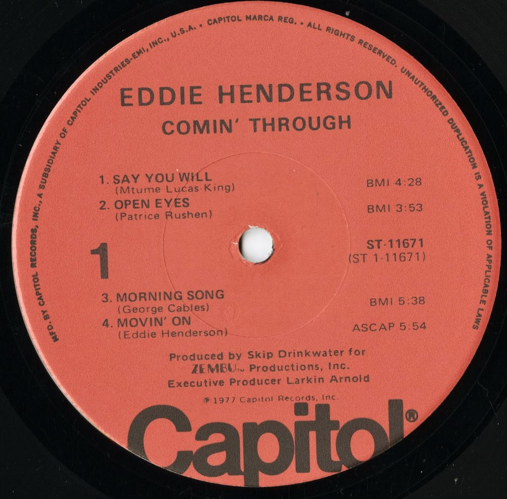 Eddie Henderson - Comin' Through (ST-11671) LP 1977 US Capitol