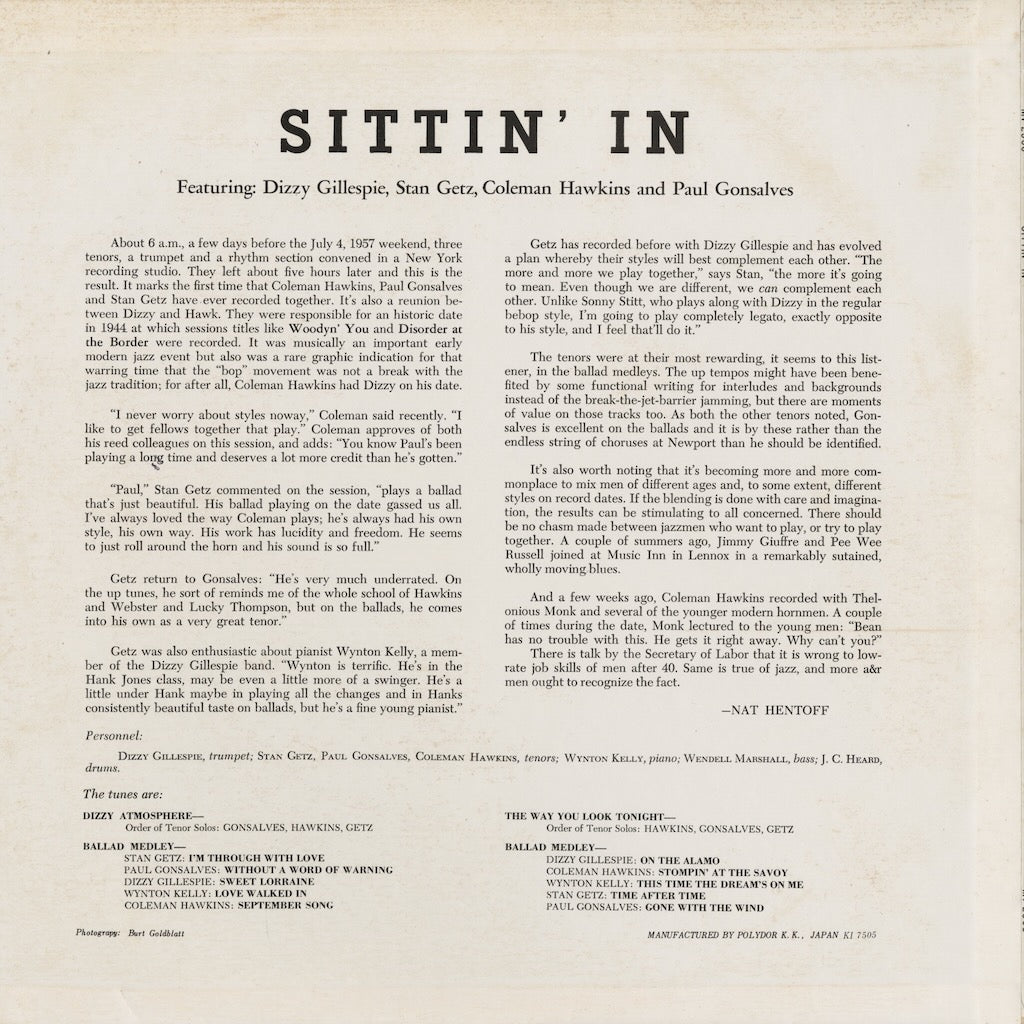 Dizzy Gillespie, Coleman Hawkins, etc – Sittin' In (MV 2566) LP 1975 JPN Verve | 中古LP