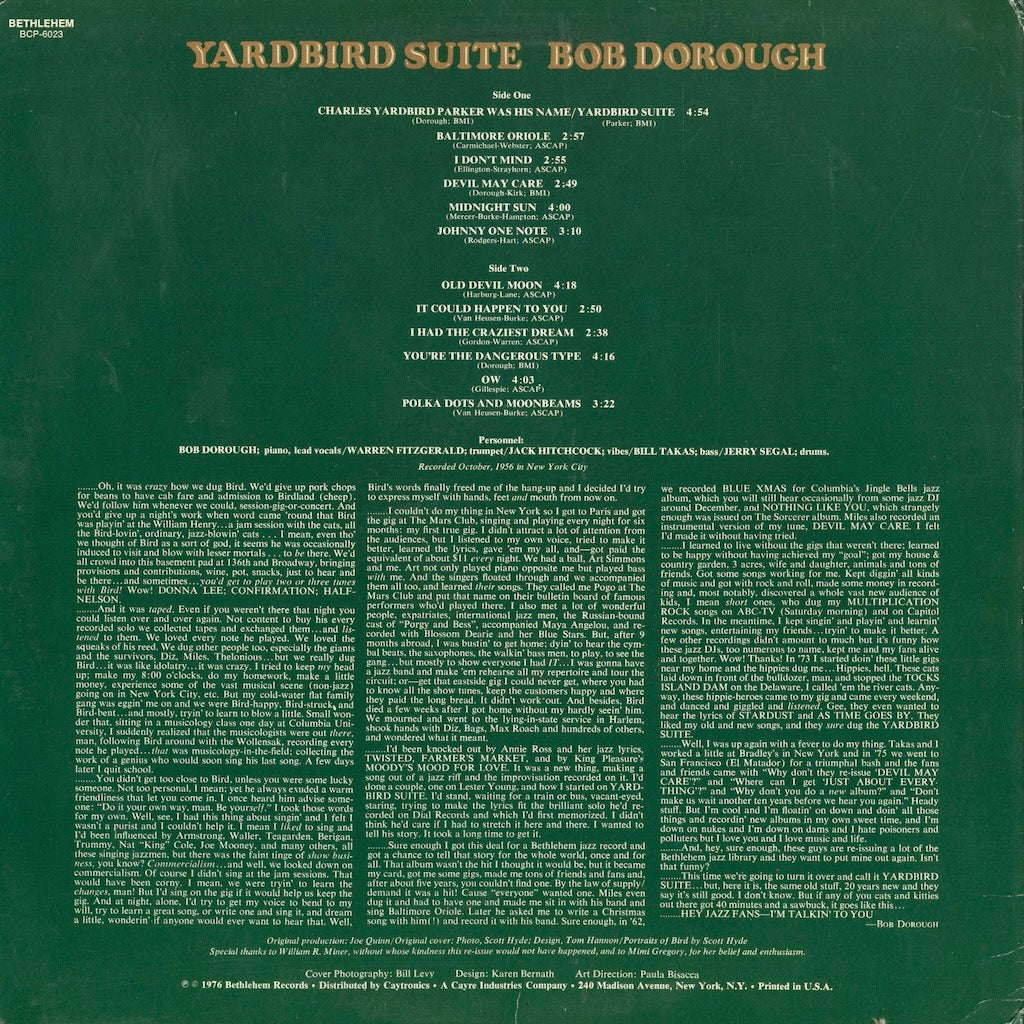 Bob Dorough – Yardbird Suite (BCP-6023) 1976 US Bethlehem | 中古LP