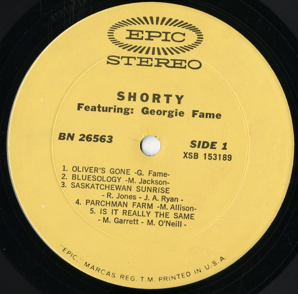 Georgie Fame - Shorty Featuring Georgie Fame (BN 26563) 1970 US Epic｜中古LP