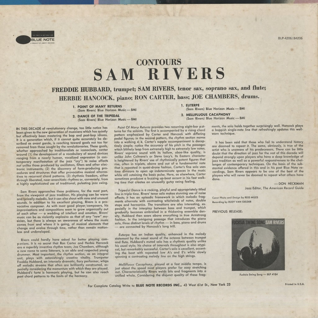 Sam Rivers / サム・リヴァース / Contours (BST 84206)