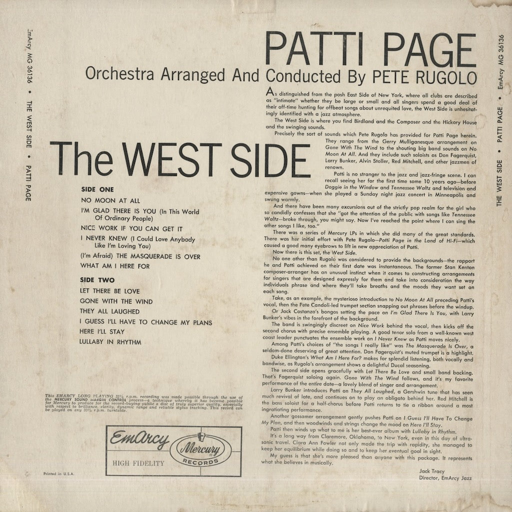 Patti Page / パティ・ペイジ / The West Side (MG 36136)