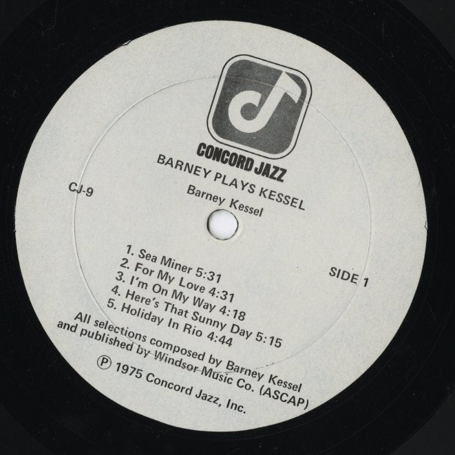 Barney Kessel - Barney Plays Kessel & Friends (CJ-9) LP 1975 US Concord Jazz｜中古LP