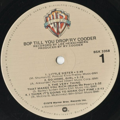Ry Cooder – Bop Till You Drop (BSK 3358) LP 1979 US Warner Bros. | 中古LP
