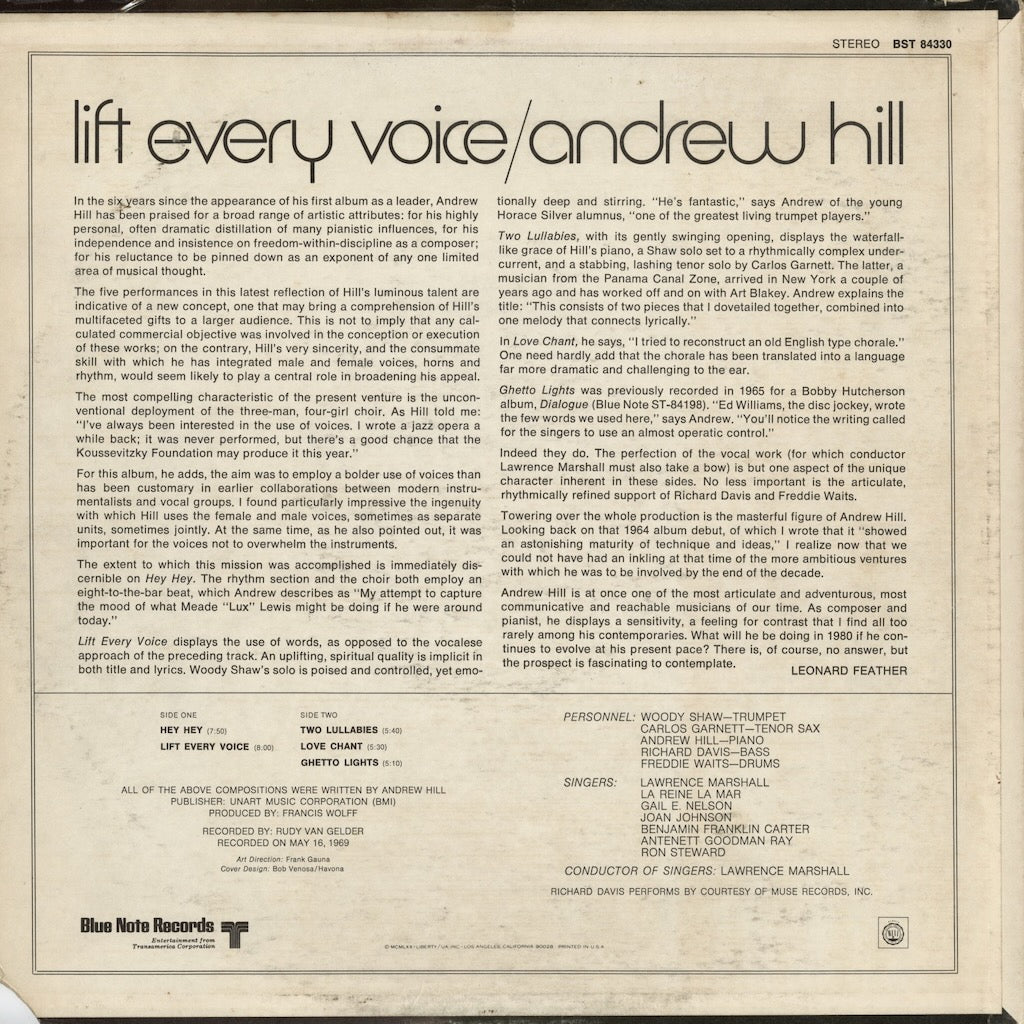 Andrew Hill - Lift Every Voice (BST-84330) 1970 US Blue Note｜中古LP