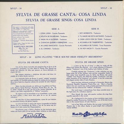 Sylvia De Grasse - Cosa Linda (LP-38) LP 1960s Puerto Rico Marvela