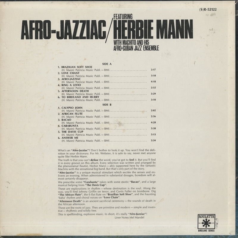 Herbie Mann – Afro-Jazzizc (SR 52122) LP 1969 US Roulette | 中古LP