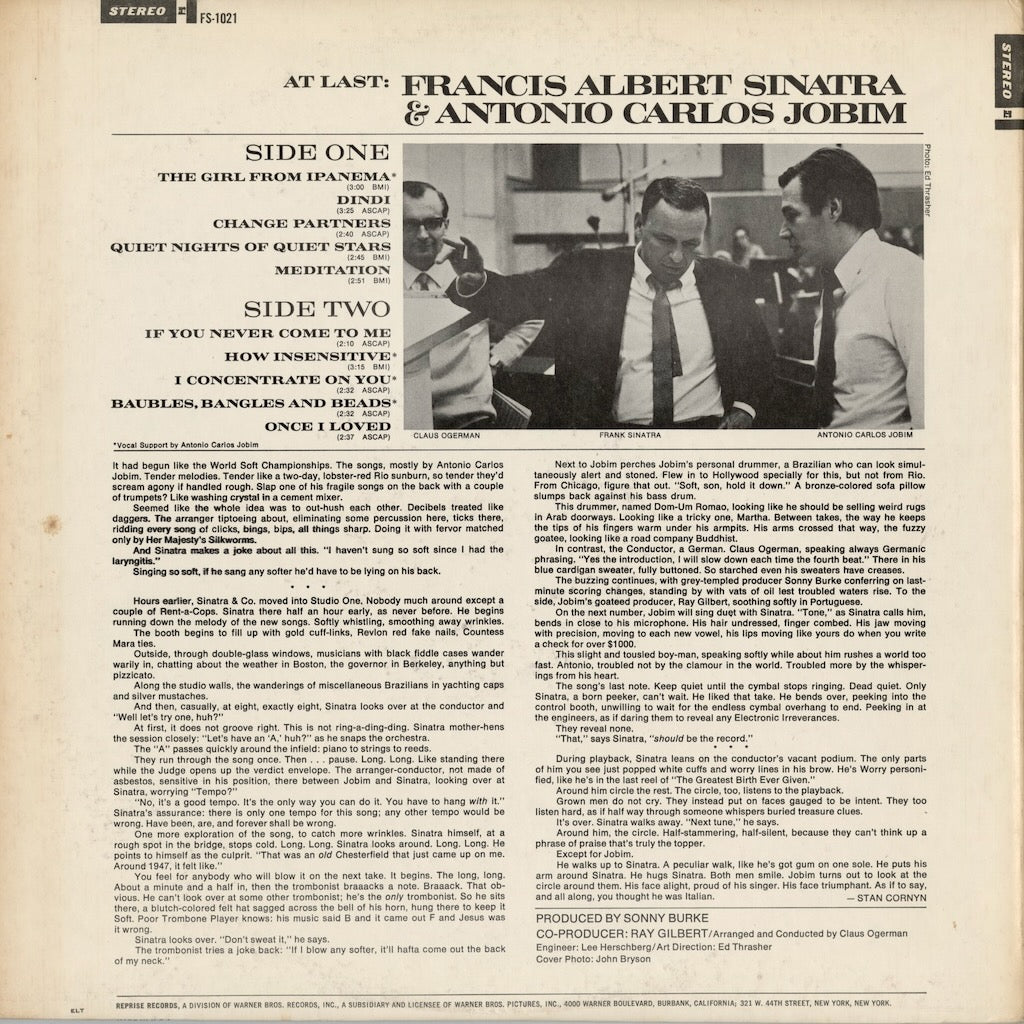 Francis Albert Sinatra & Antonio Carlos Jobim - S.T. (FS 1021) 1967 US Reprise｜中古LP
