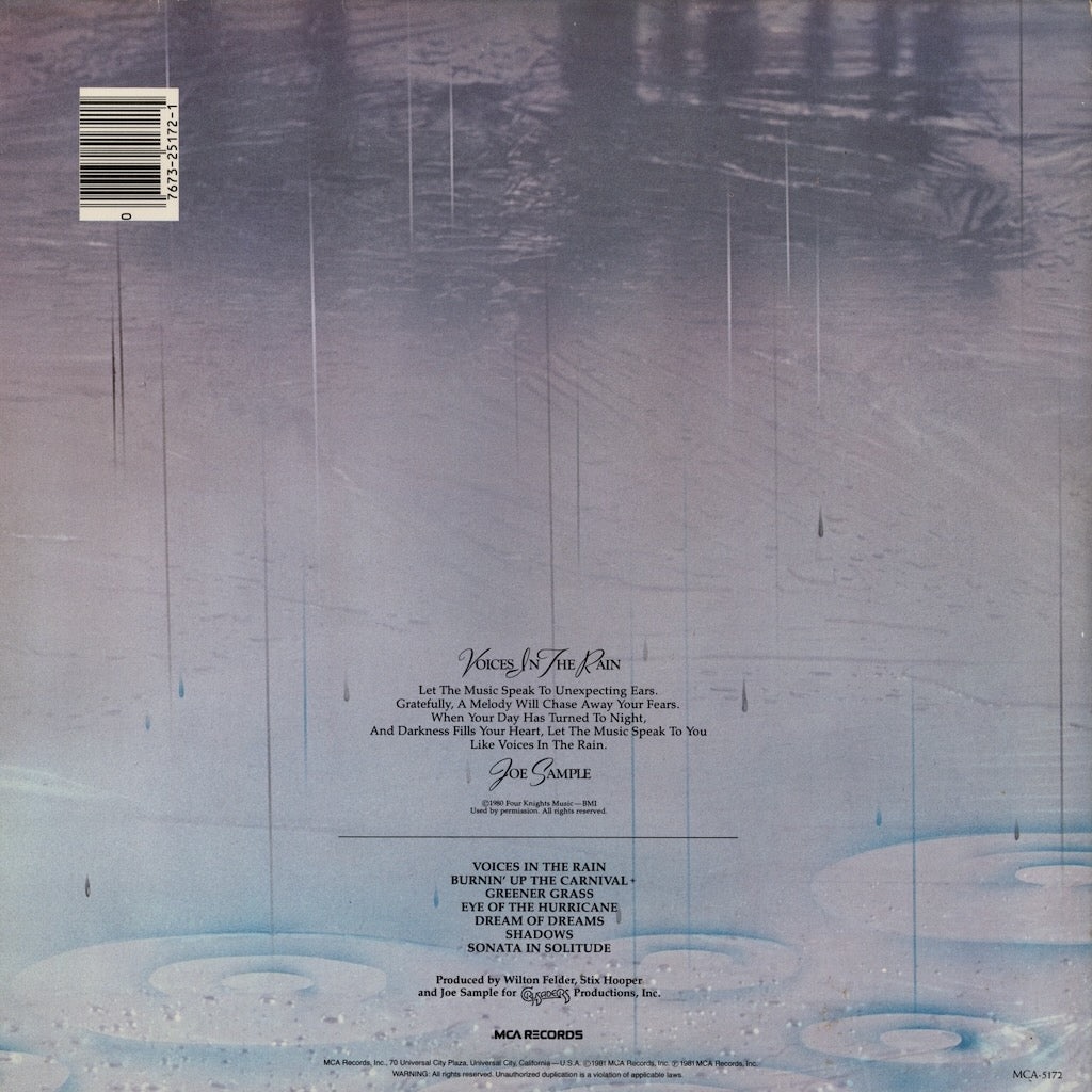 Joe Sample - Voices In The Rain (MCA-5172) LP 1981 US MCA｜中古LP