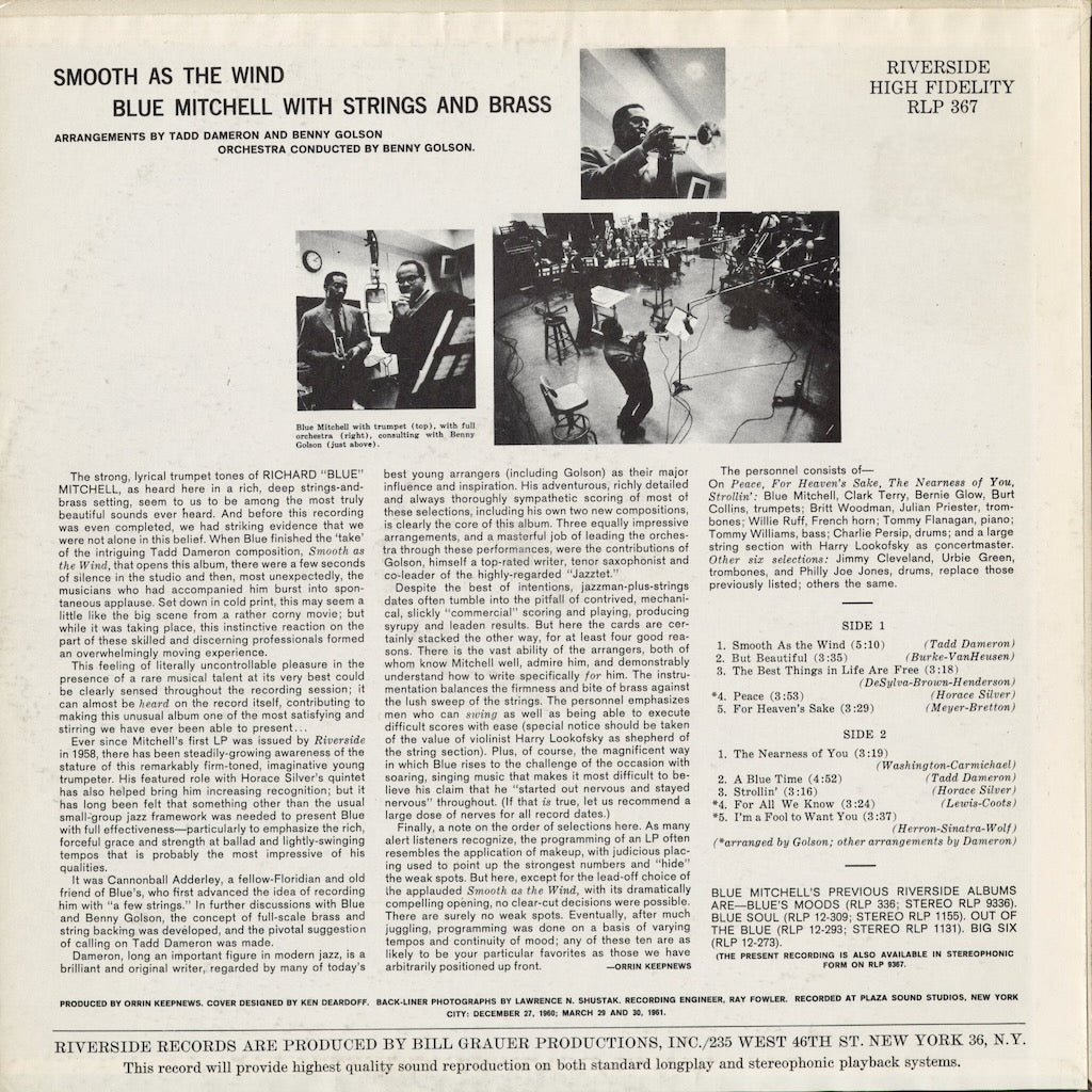 Blue Mitchell - Smooth As The Wind (RLP 367) 1961 US Riverside｜中古LP