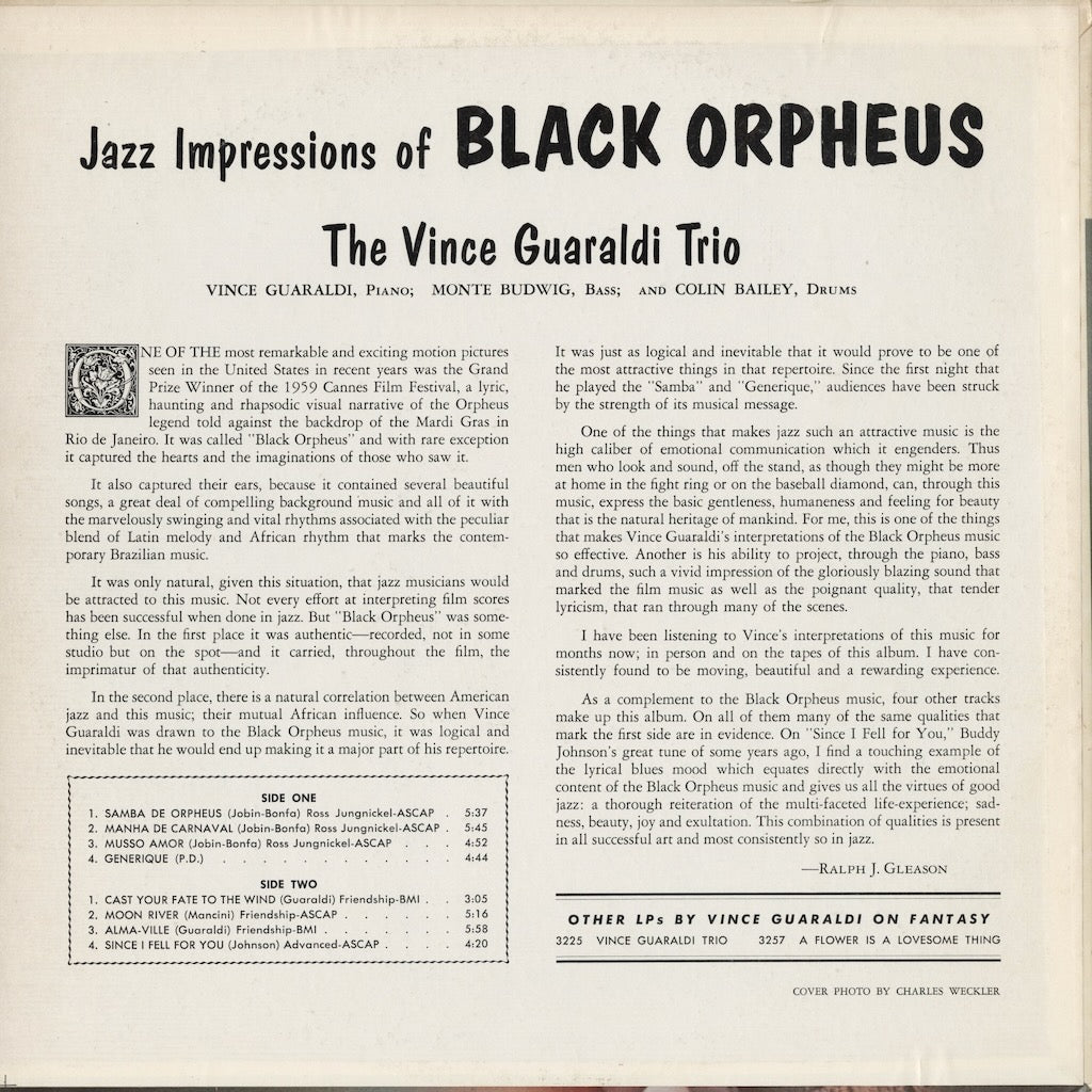 Vince Guaraldi – Jazz Impressions Of Black Orpheus (3337) LP 1962 US Fantasy | 中古LP