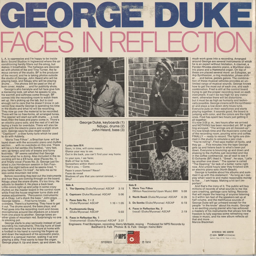 George Duke - Faces In Reflection (MC 22018) LP 1974 US MPS｜中古LP