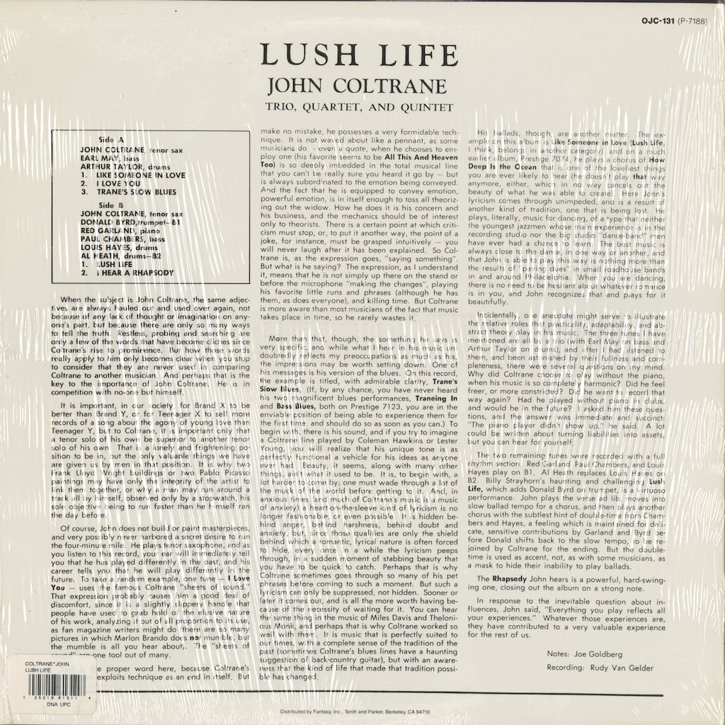 John Coltrane - Lush Life (OJC-131) 1984 US OJC｜中古LP