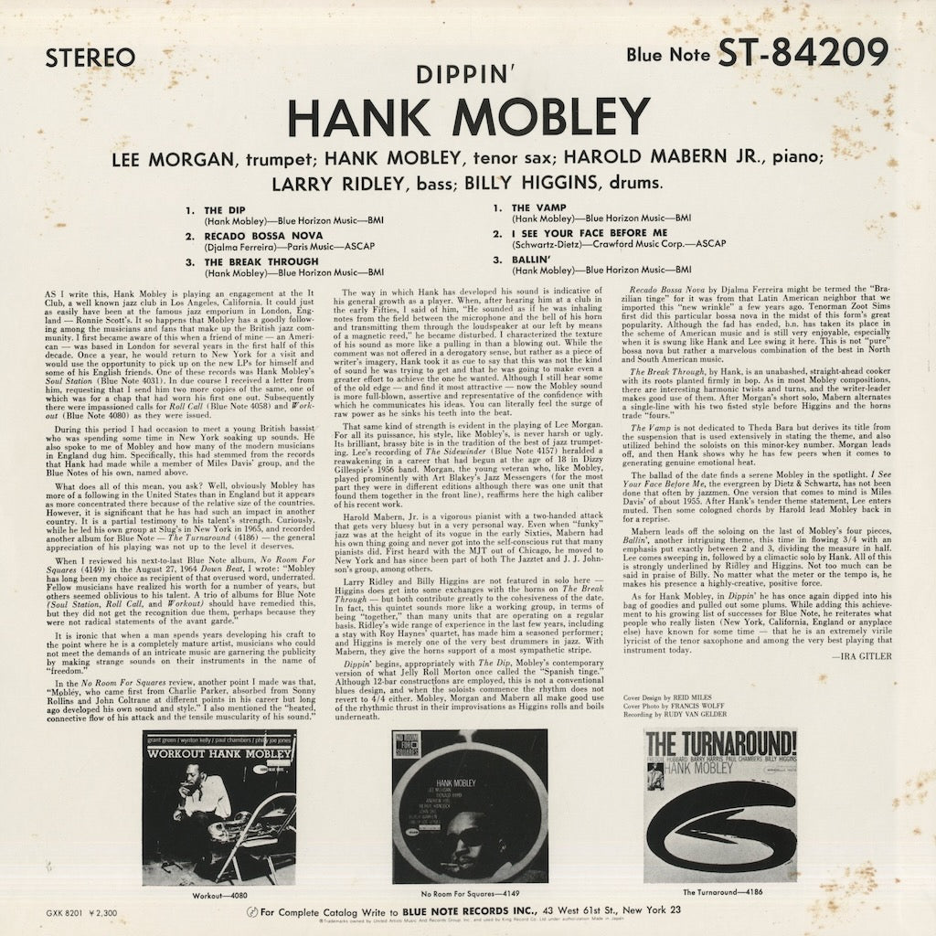 Hank Mobley / ハンク・モブレー / Dippin' (GXK 8201)