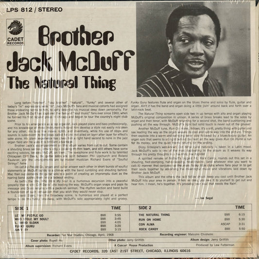 Brother Jack McDuff - The Natural Thing (LPS 812) 1968 US Cadet｜中古LP