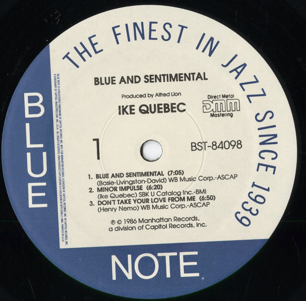 Ike Quebec - Blue & Sentimental (BST 84098) 1986 US Blue Note｜中古LP