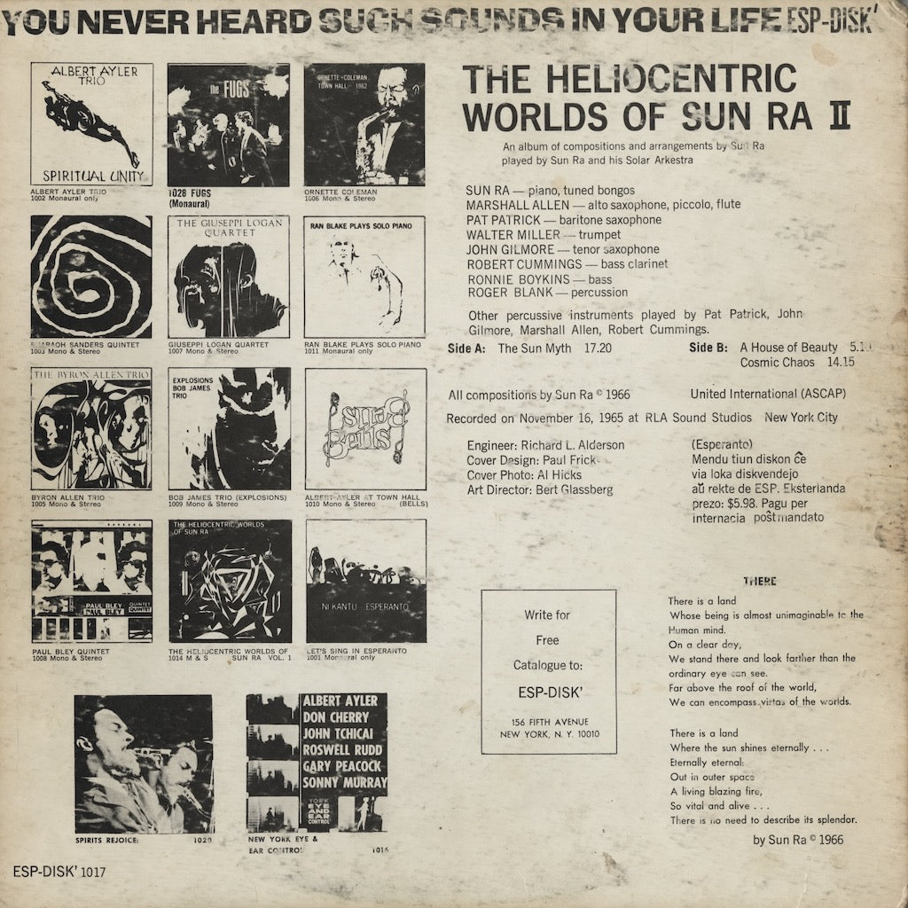 Sun Ra - The Heliocentric Worlds Of Sun Ra Volume 2 (ESP-Disk 1017) LP 1966 US ESP-Disk