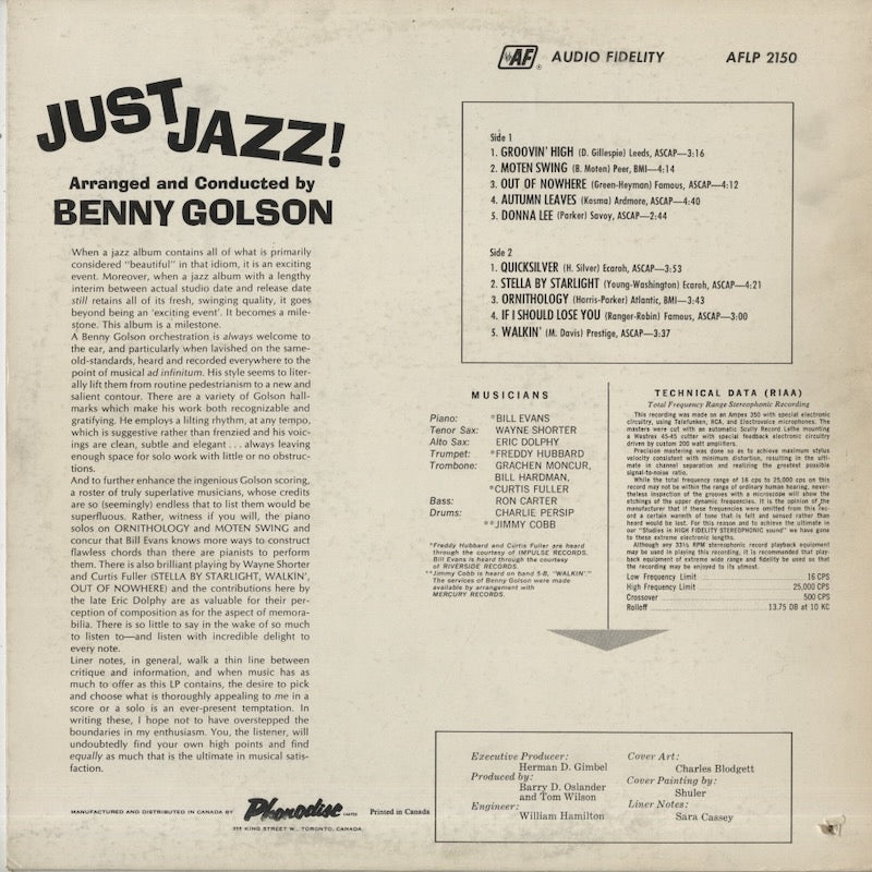 Benny Golson / ベニー・ゴルソン / Just Jazz! (AFLP 2150)