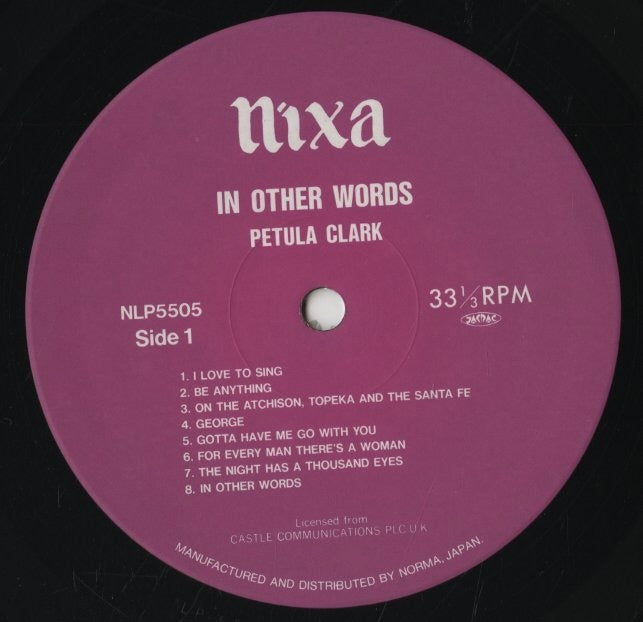 Petula Clark - In Other Words (NLP 5505) 1992 JPN Norma・Nixa｜中古LP