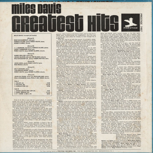 Miles Davis - Greatest Hits (PR 7457) 1967 US Prestige｜中古LP