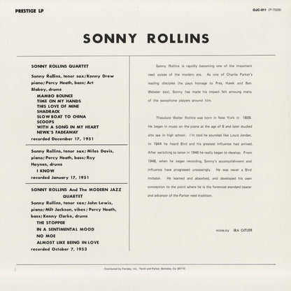 Sonny Rollins / ソニー・ロリンズ / With The Modern Jazz Quartet (OJC-011)