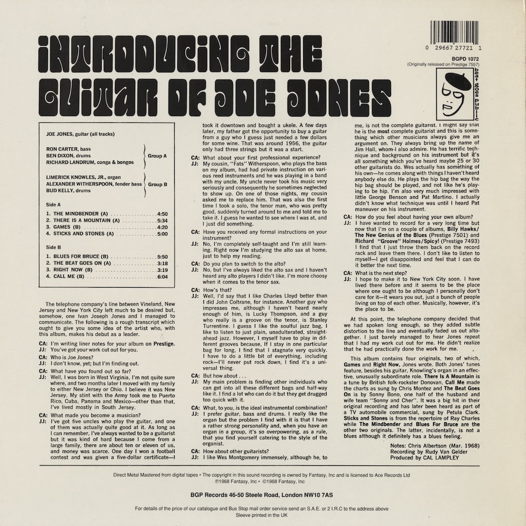 Joe Jones / ジョー・ジョーンズ / Introducing The Psychedelic Soul Jazz Guitar Of Joe Jones (BGPD 1072)