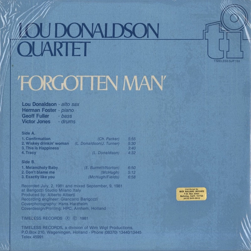 Lou Donaldson / ルー・ドナルドソン / Forgotten Man (SJP 153)