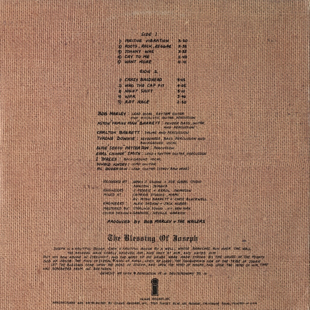Bob Marley & The Wailers / ボブ・マーリー＆ウェイラーズ / Rastaman Vibration (ILPS 9383)