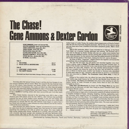 Gene Ammons & Dexter Gordon - The Chase! (PRT-10010) 1972 US Prestige｜中古LP