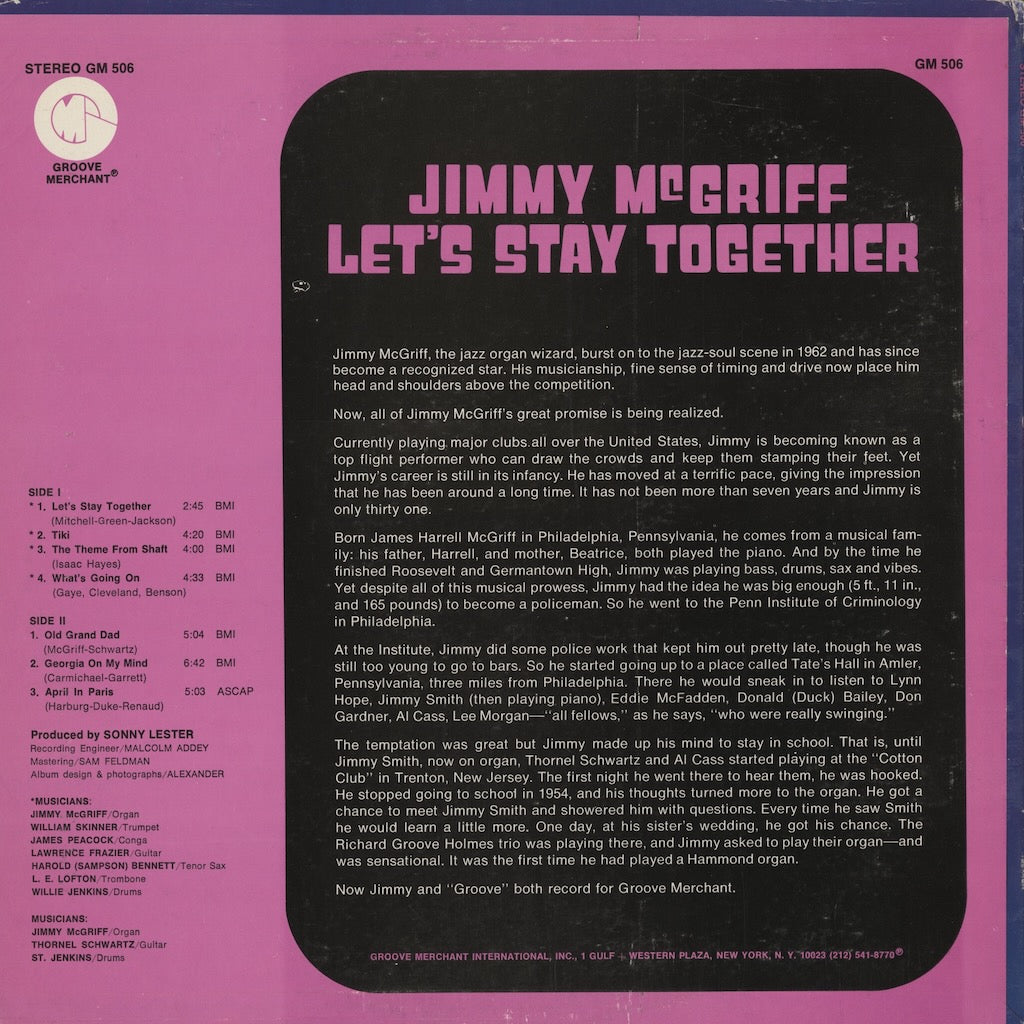 Jimmy McGriff / ジミー・マクグリフ / Let's Stay Together (GM 506)